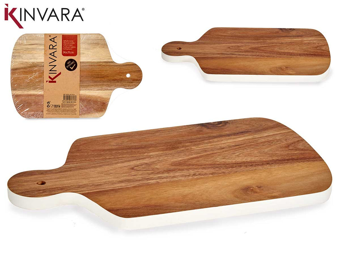 Tábua de Corte de Madeira com Borda Branca 34Cm