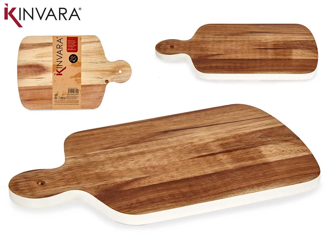 Tábua de Corte de Madeira com Borda Branca 40Cm