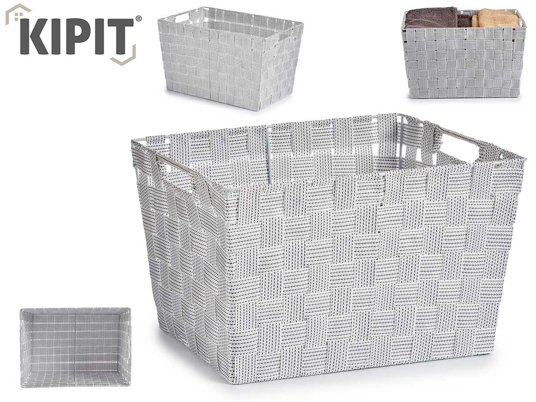 Caja Cónica De Tela Recta Con Asas Grande Blanca