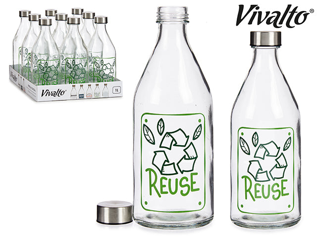 Botella Reutilización Tapón Acero 1L