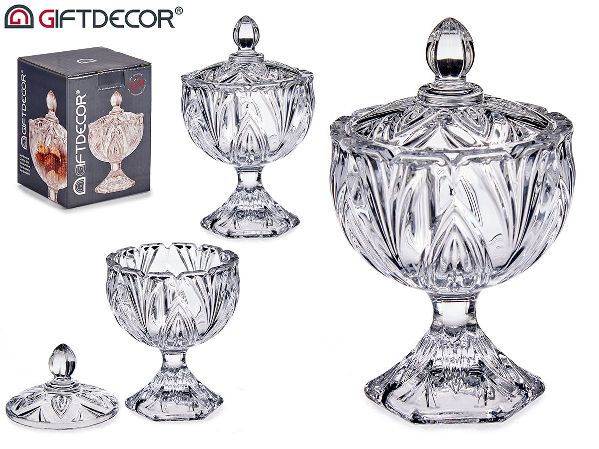Leaves Shaped Glass Candy Box 9,3 cm