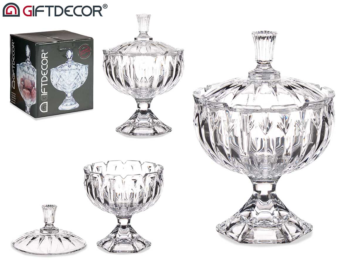 Diamonds Shaped Glass Candy Box 16,5 cm