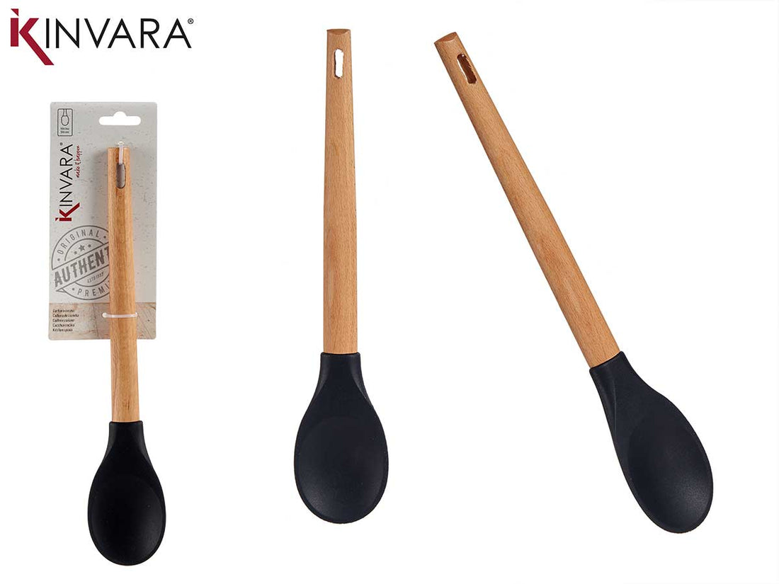 Cuchara Madera Haya Mango Silicona 30Cm