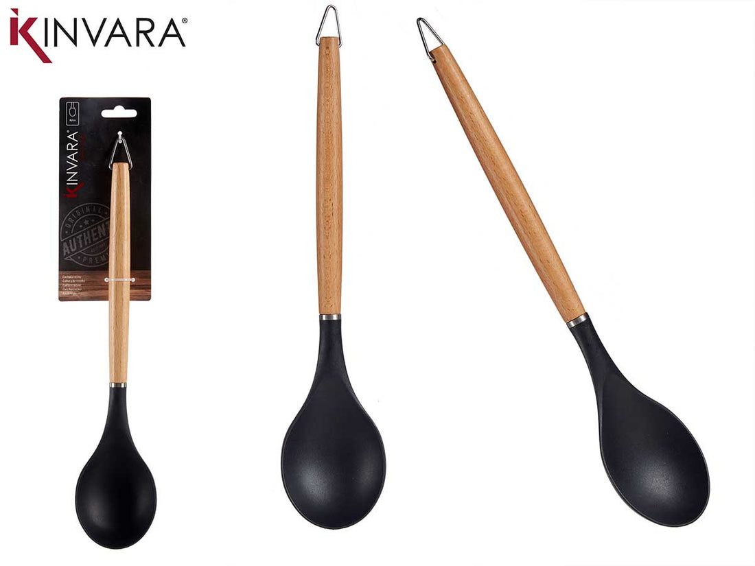 Cucharon Nylon Mango Madera Haya 32,3Cm