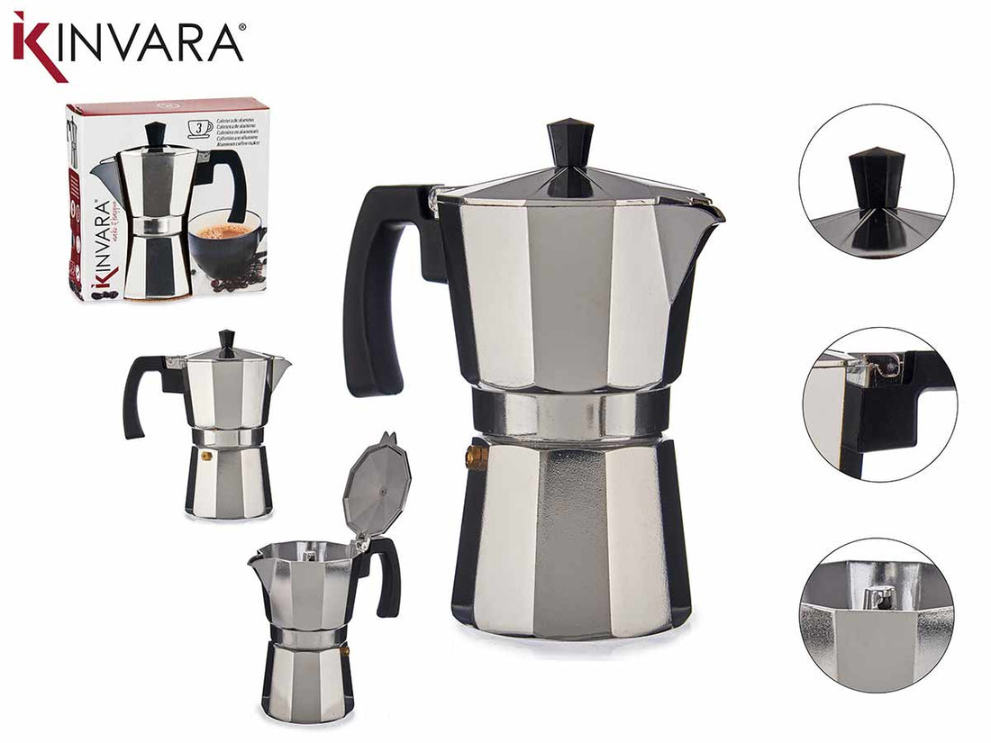 Cafetera Aluminio 3 Tazas Con Asa