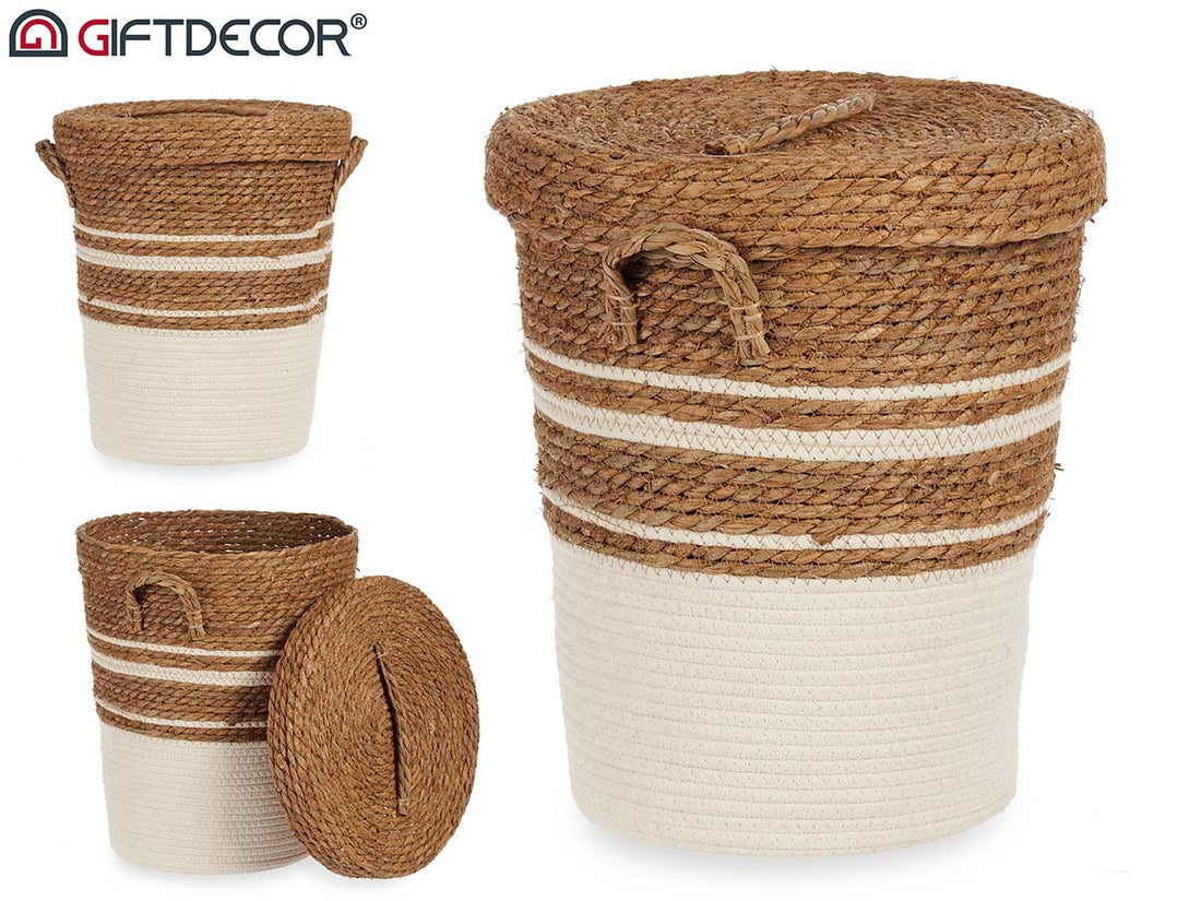 Cesta pequeña de algas marinas blancas con tapa