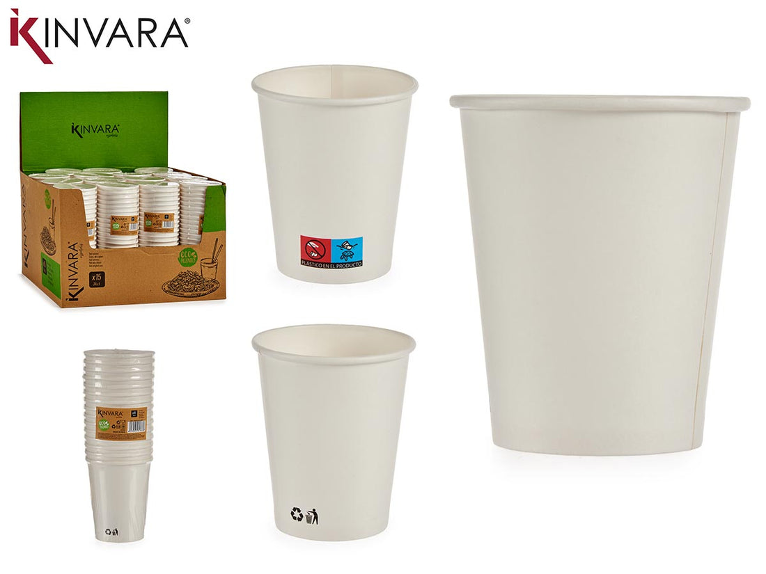 Set 15 Vasos Cartón 240 ml