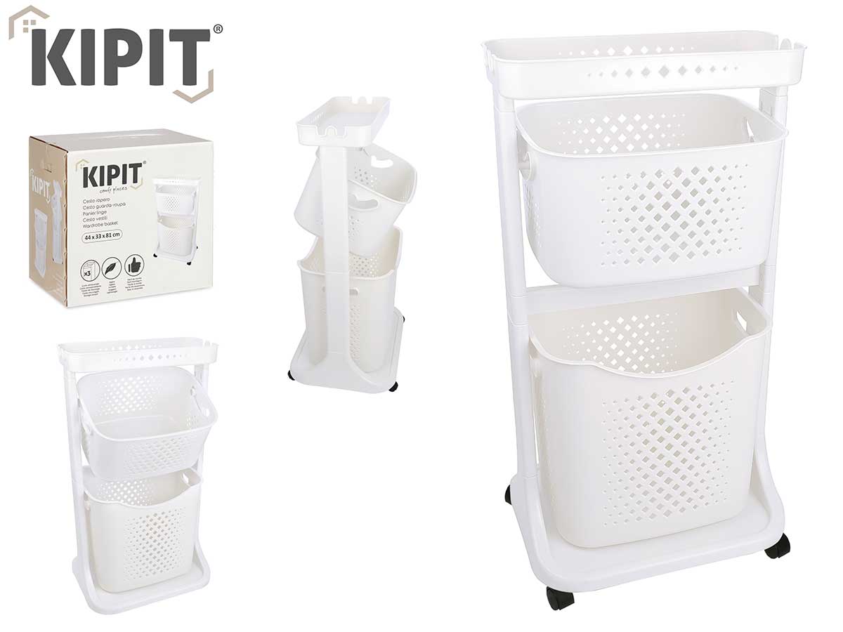 White Clothes Organizer 2 Heights Wheels