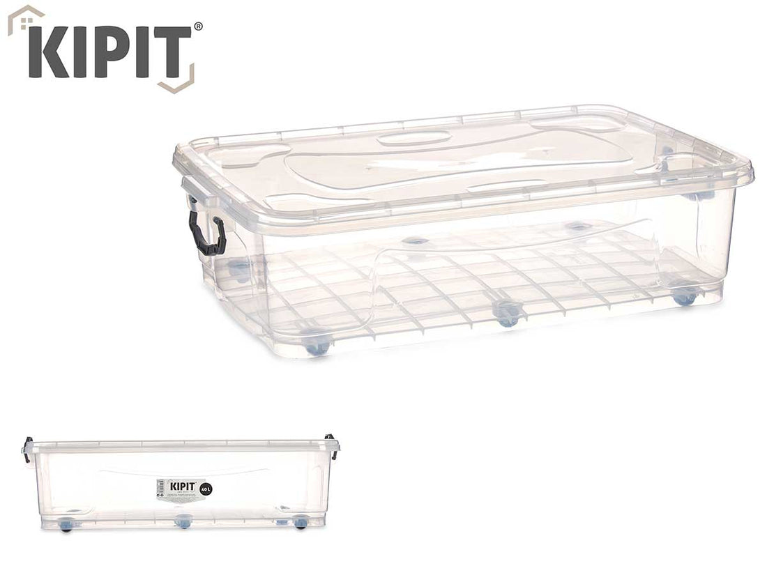 Caja Transparente Bajo Cama 6 Ruedas 40L