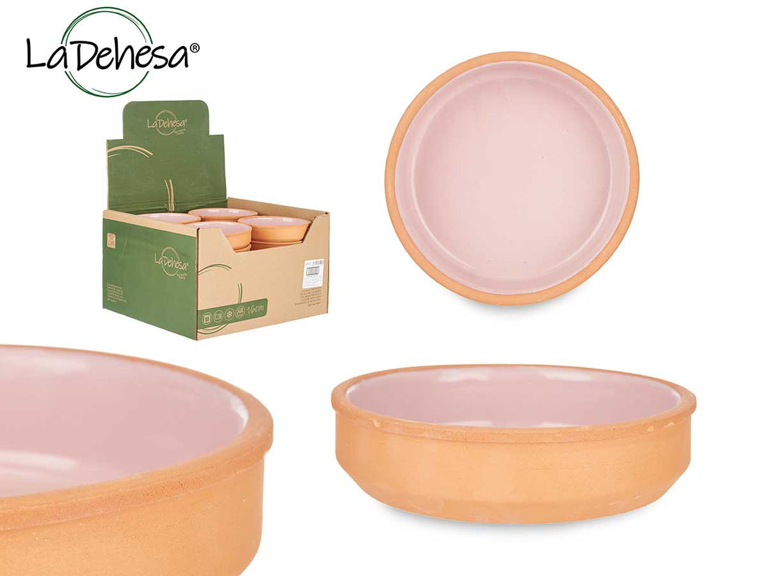 Cazuela de loza redonda 12 cm rosa