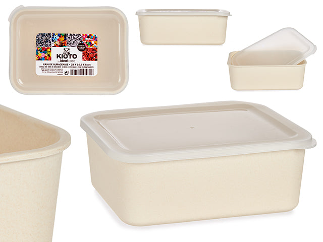 Recipiente Bambú Natural Grande Tapa Plast 23 x 16,5 x 7 cm