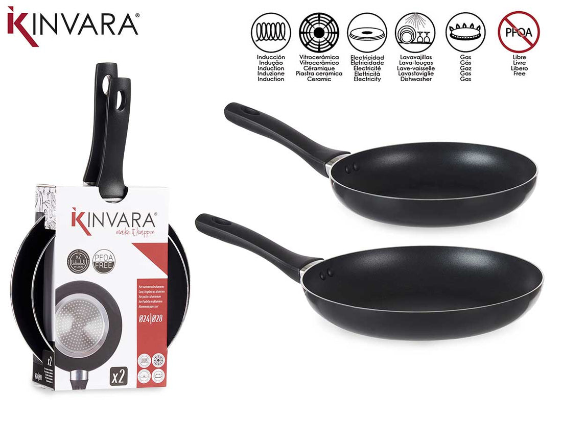 Set 2 Sartenes Aluminio Negro 24-28Cm