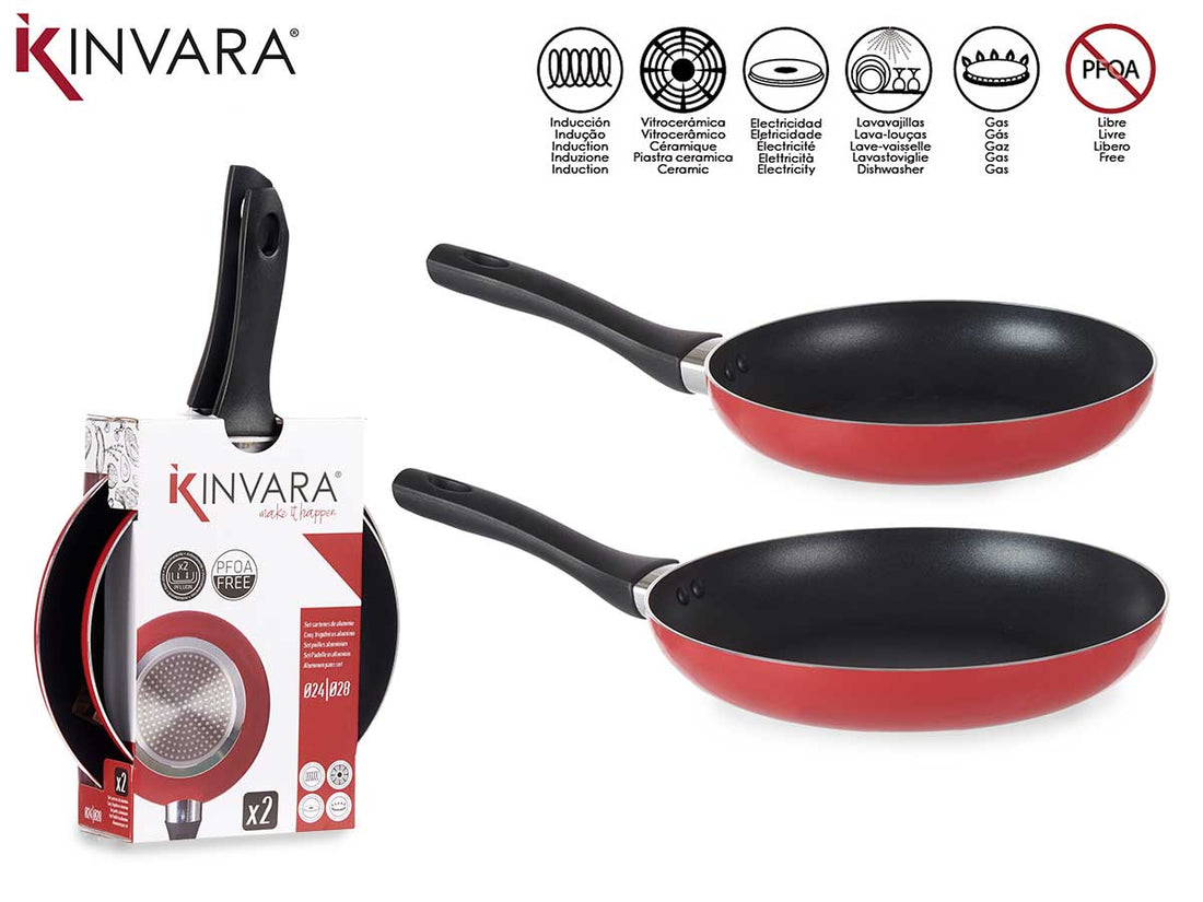 Set 2 Sartenes Aluminio Rojo 24-28Cm