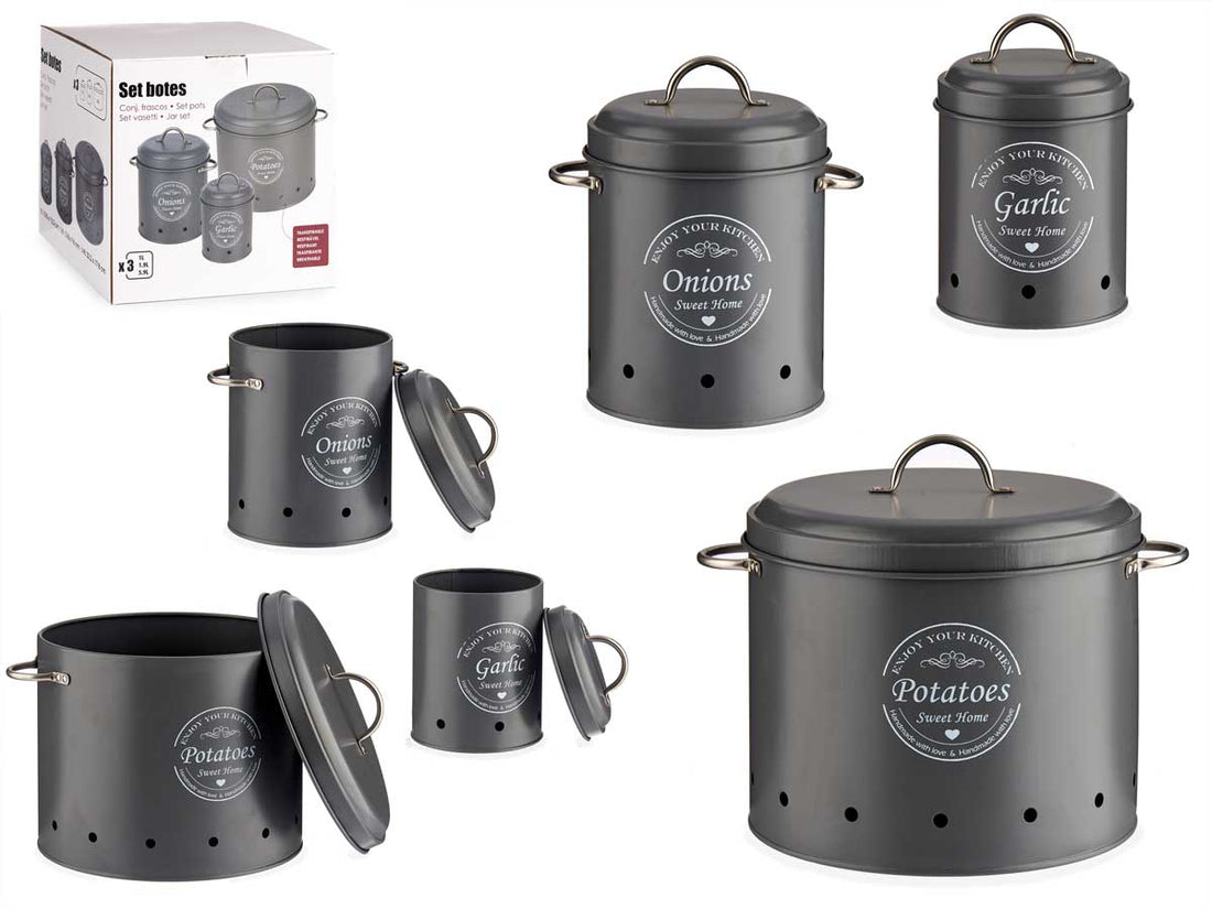 Conjunto 3 Cinza Aproveite Sua Cozinha Lata De Metal