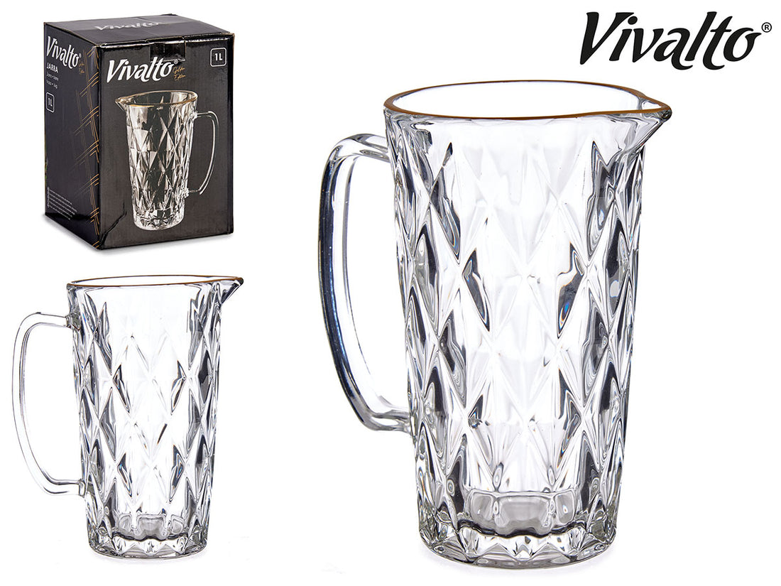 Jarra de agua en forma de diamante con borde dorado 1L