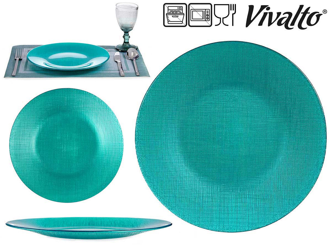 Plato Cristal Turquesa 27 cm