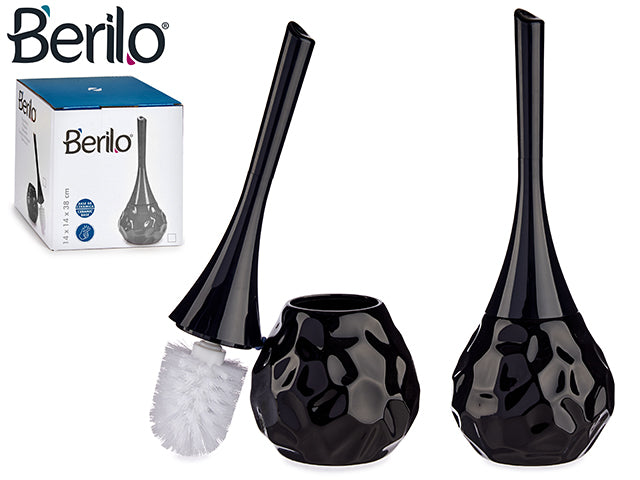 Escobilla de baño de cerámica negra de forma moderna con soporte