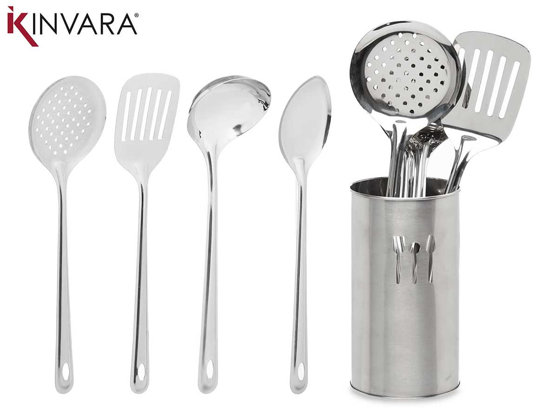 Set 4 Utensilios De Cocina Con Porta Cubiertos