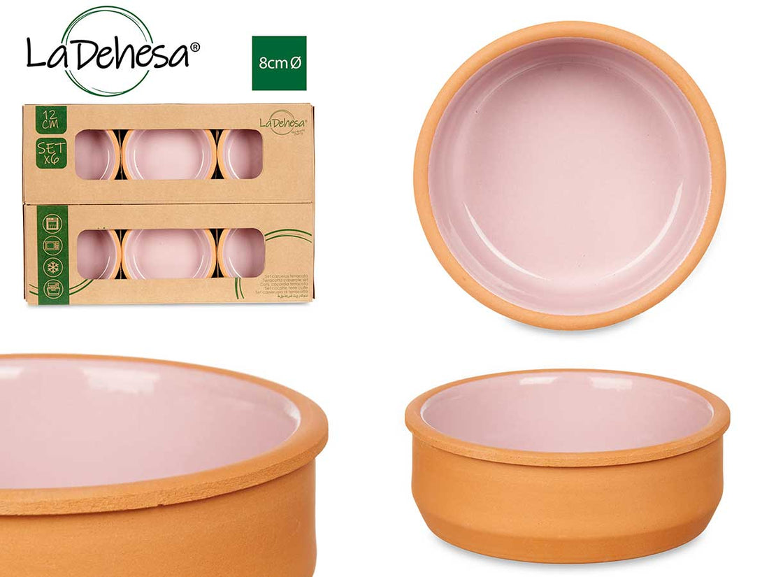 Set 6 Cazuelas Barro Rosa 12cm