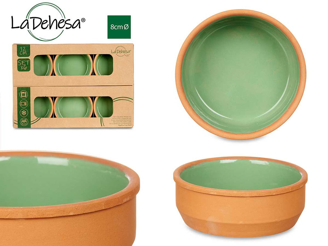 Set 6 Cacerolas de Barro Verde 12cm