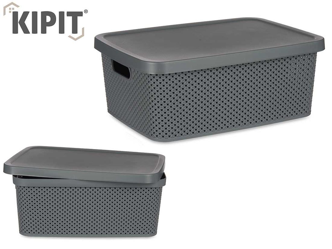 Caja Organizadora Plastico Con Tapa Antracita 13L