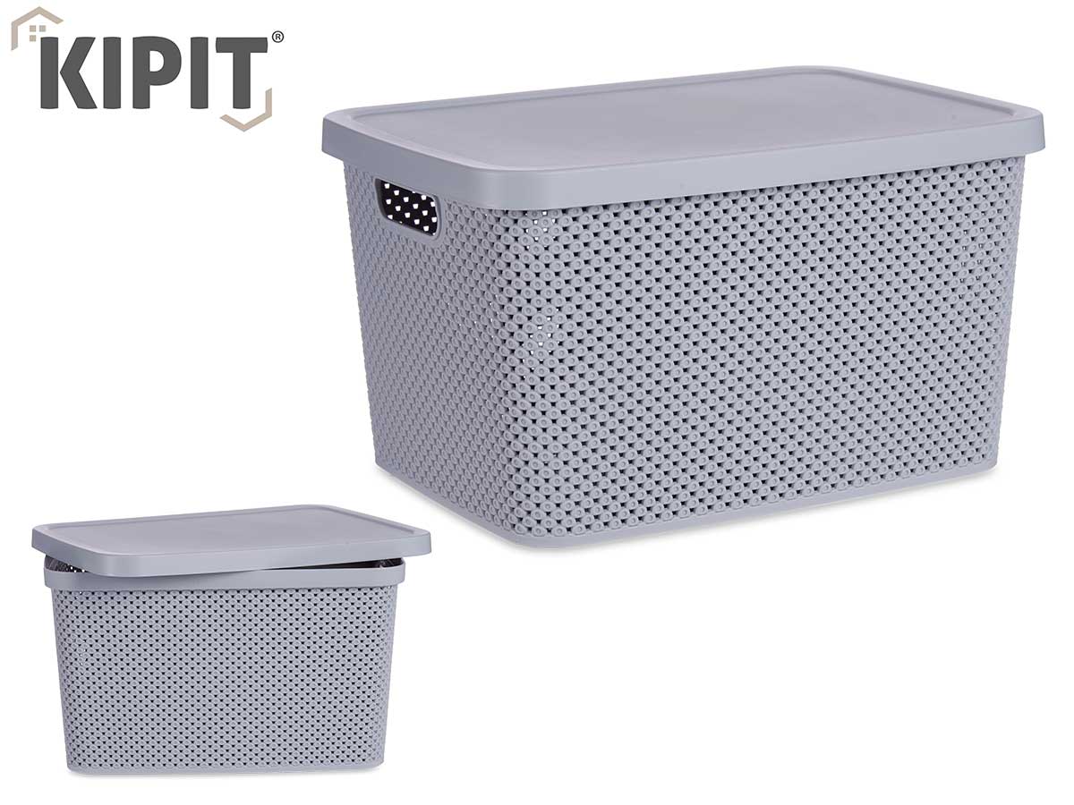 Plastic Organiser Box W Lid Grey 19L