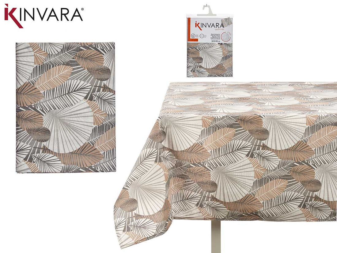 Mantel Antimanchas Hojas Gris 140X180Cm