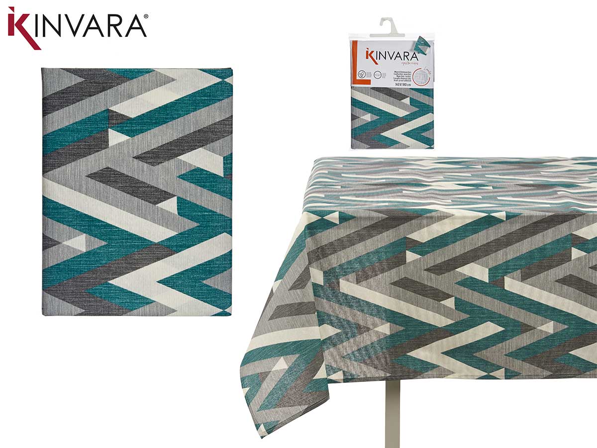 140X180Cm Grey Stripes Stain-Resist Tablecloth