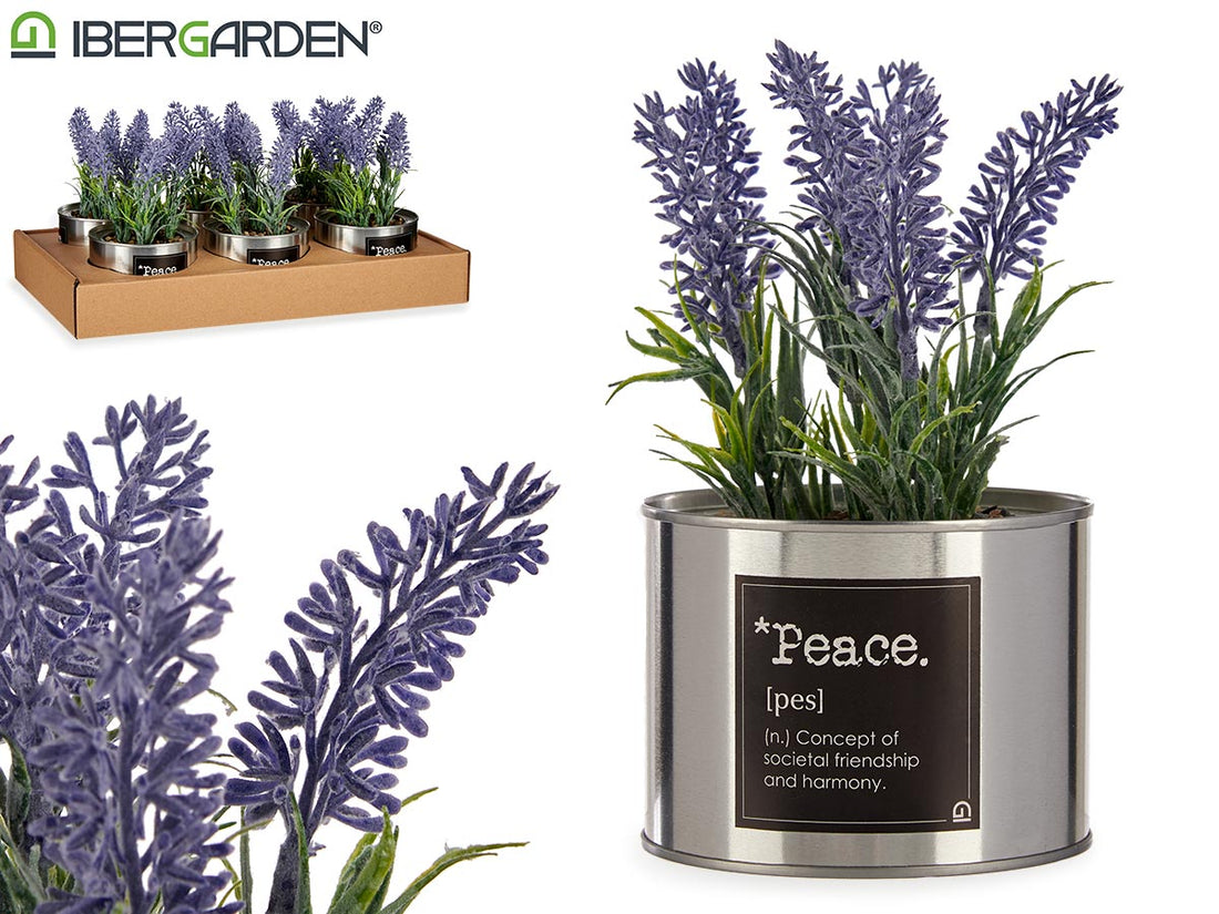 Planta de lavanda artificial Maceta de plata Matel