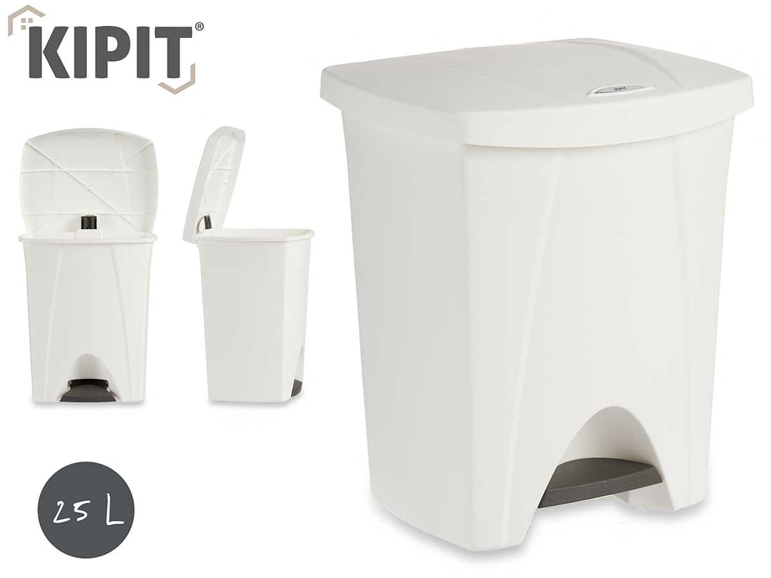 Cubo Plástico Blanco Con Pedal 25L