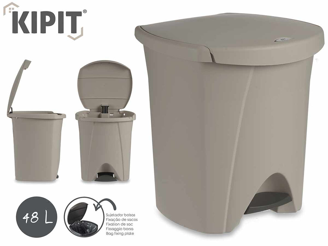 Papelera Plástico Topo Con Pedal Y Cierre 48L