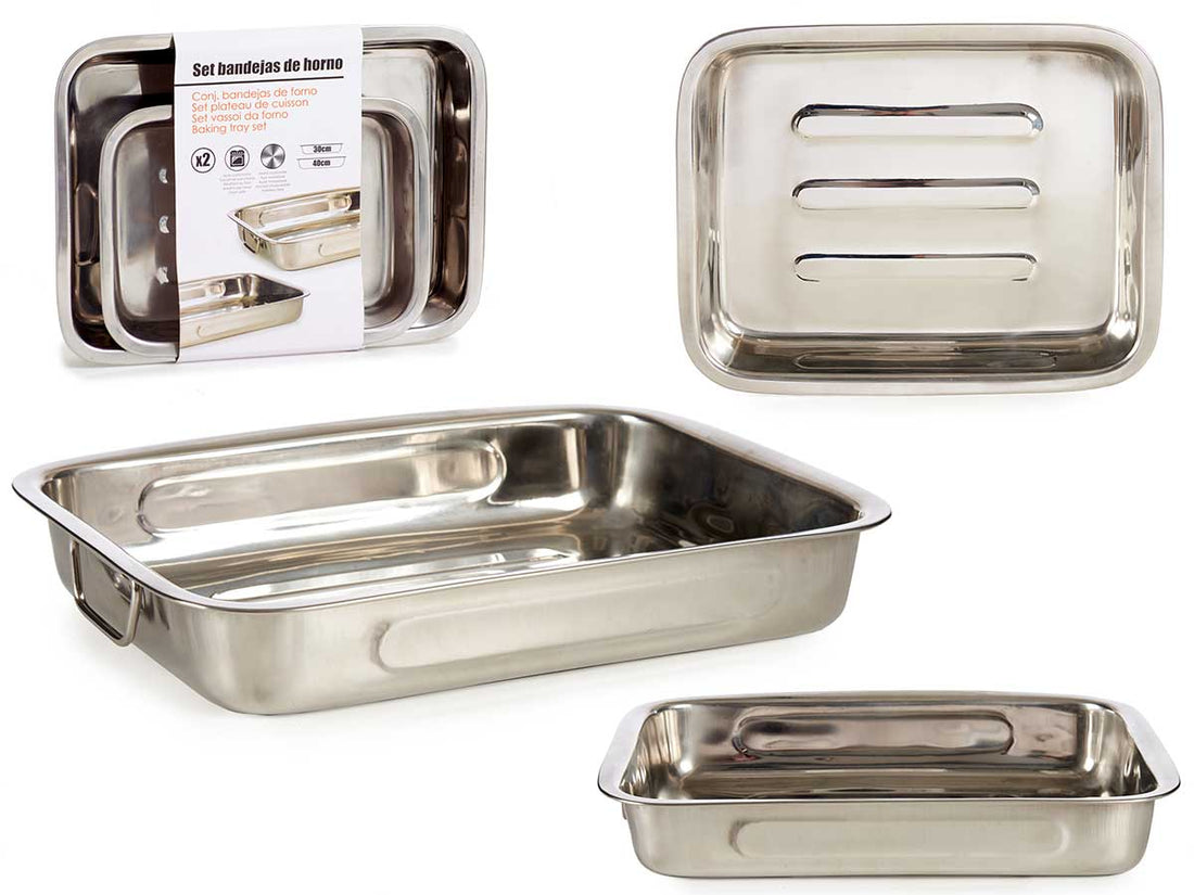 Set 2 Bandejas Horno Inox 30 Y 40Cm