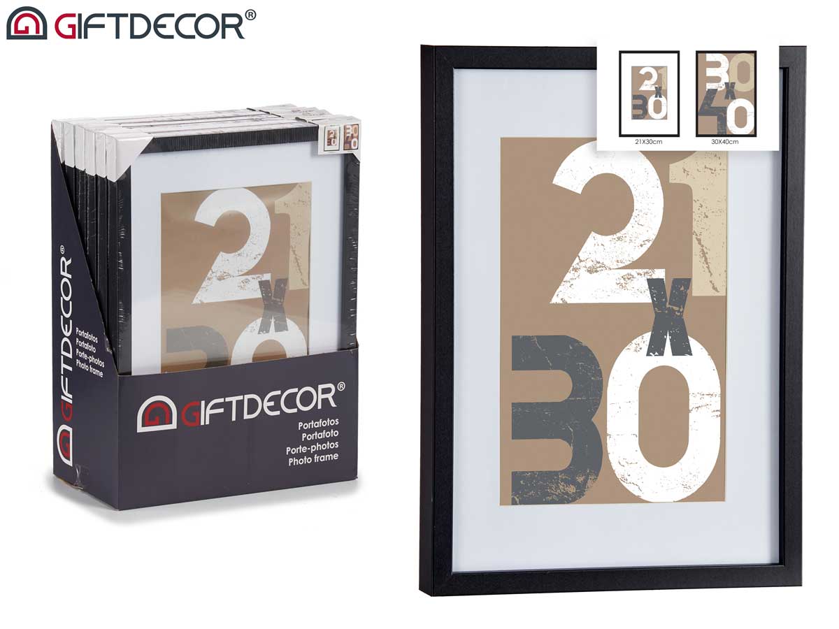 Black Passe-Partout Wood Photoframe 21 x 30 cm