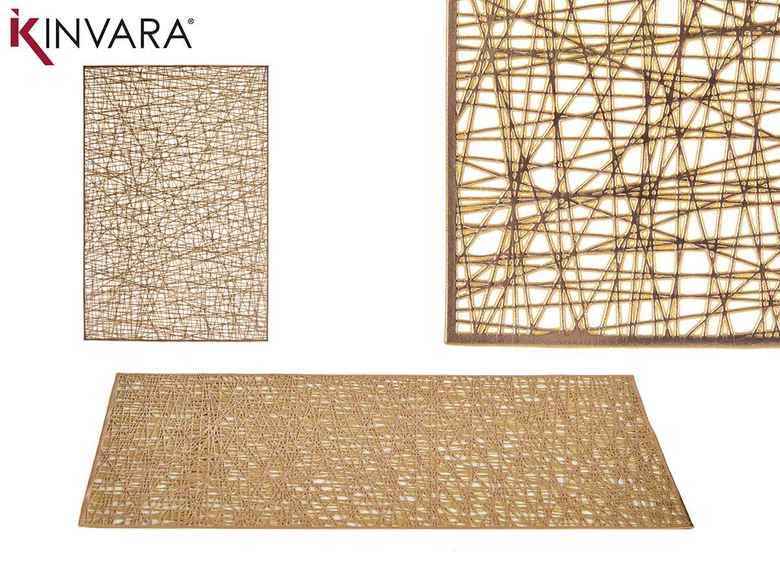 Mantel individual rectangular de plástico dorado