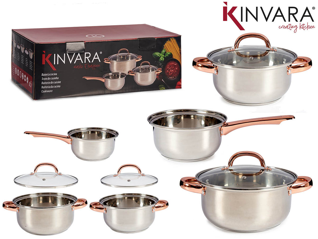 Set 5 Utensilios Cocina Acero Inoxidable Efecto Dorado