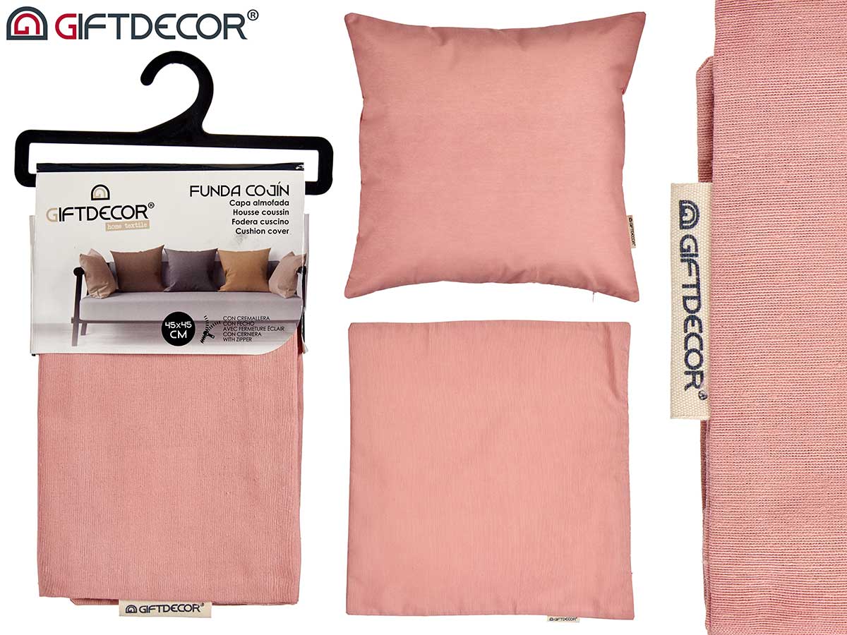 Cushion Cover With Zip Pink 45 x 45 cm