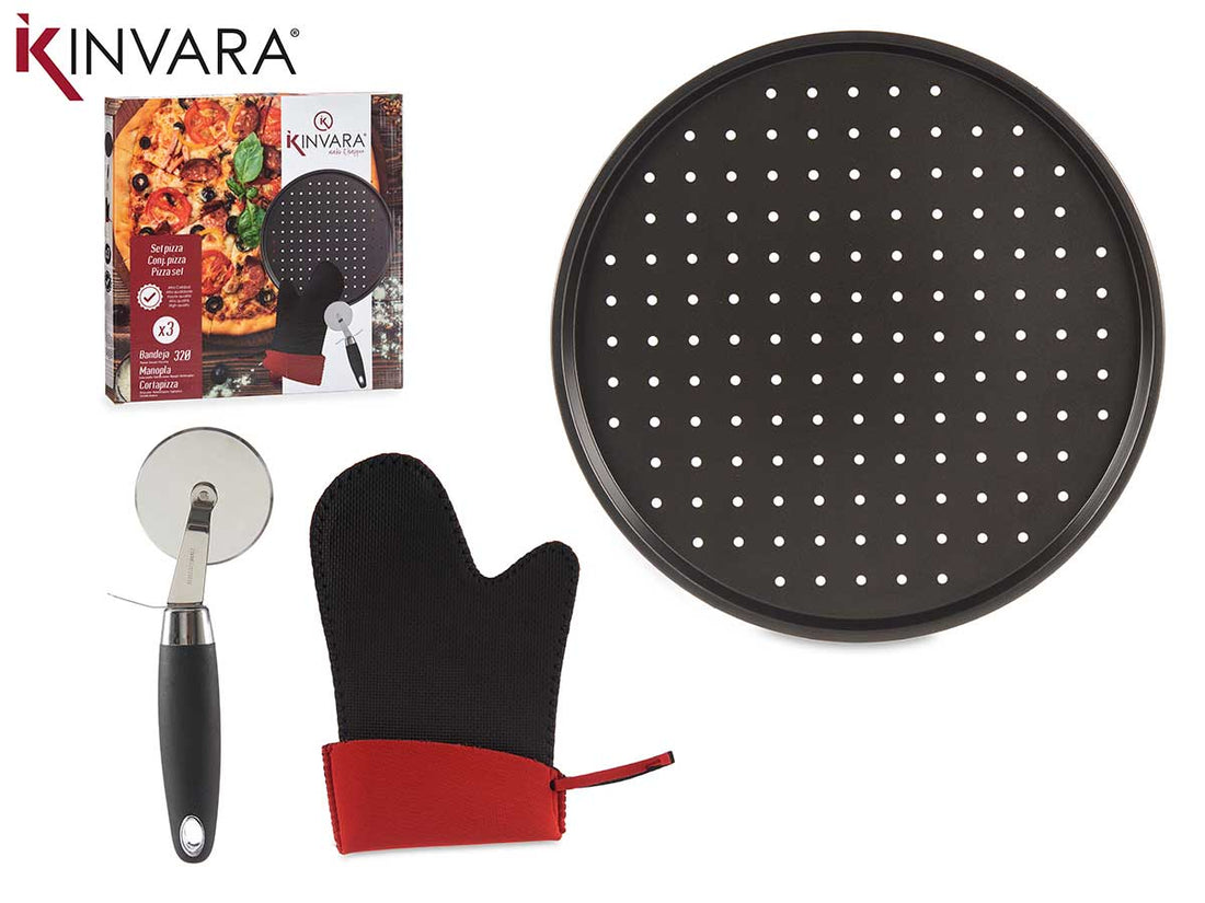 Juego de pizza: Plato + Guante + Cortador de pizza
