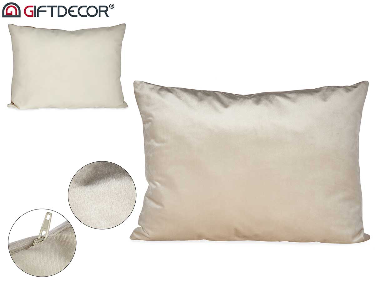 Off-White Velvet Cushion 60 x 45 cm