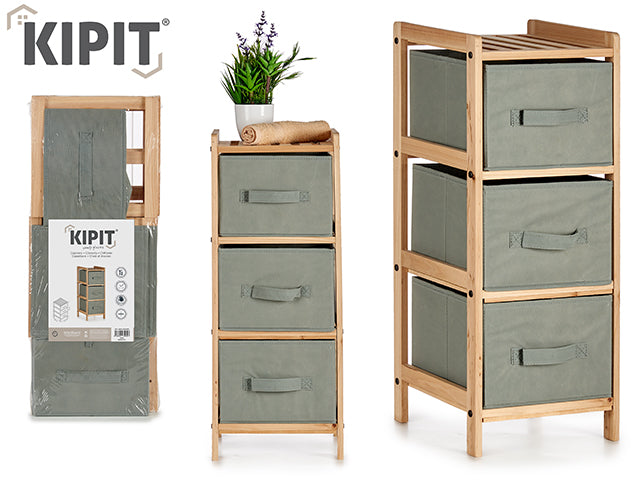 Gabinete 3 Cajones Color Gris Oscuro