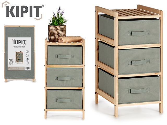 Mueble Amplio 3 Cajones Color Gris Oscuro