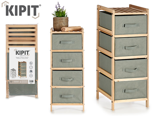 Mueble Amplio 4 Cajones Color Gris Oscuro