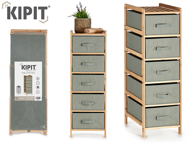 Mueble Amplio 5 Cajones Color Gris Oscuro