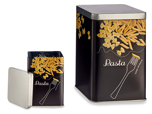 Design de caixa quadrada de lata de macarrão