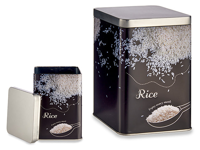 Design de caixa quadrada de lata de arroz