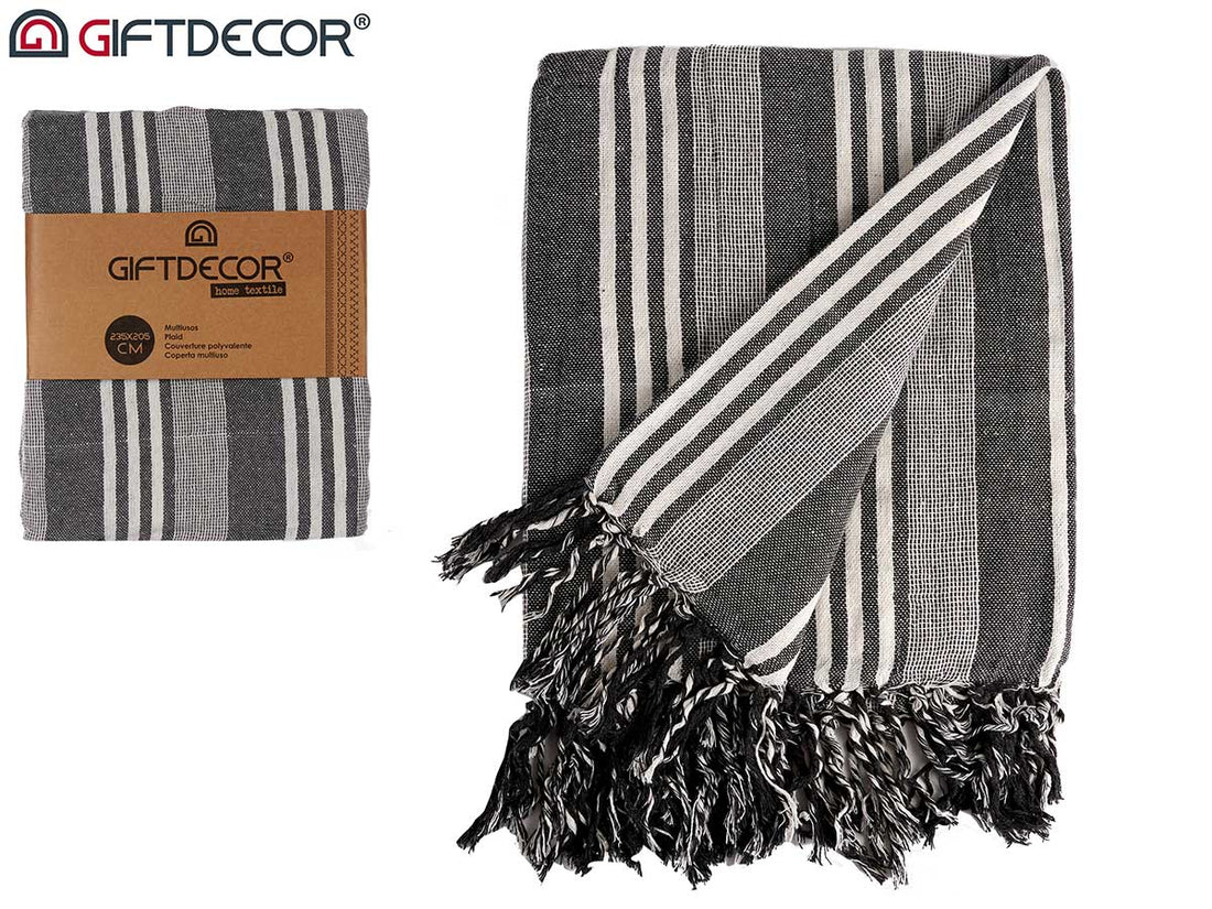 Dark Grey Stipes Pattern Multipurpose 235 x 205 cm