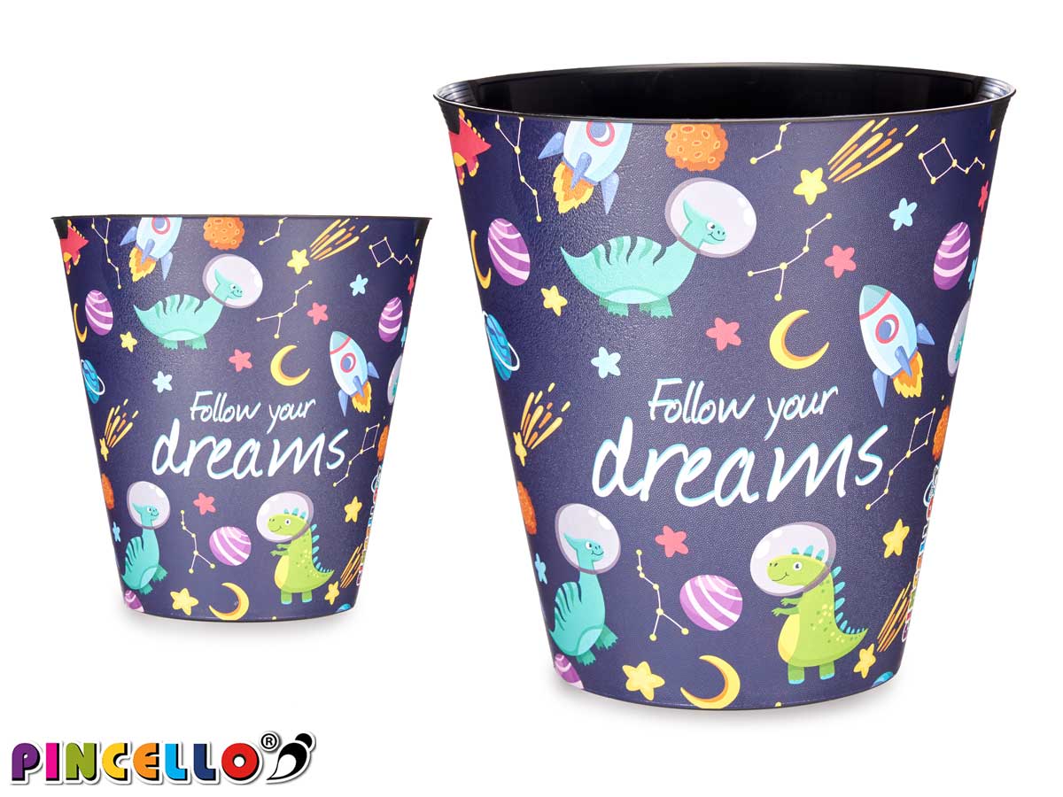 Round Plastic Dinosaurs Wastepaper Basket