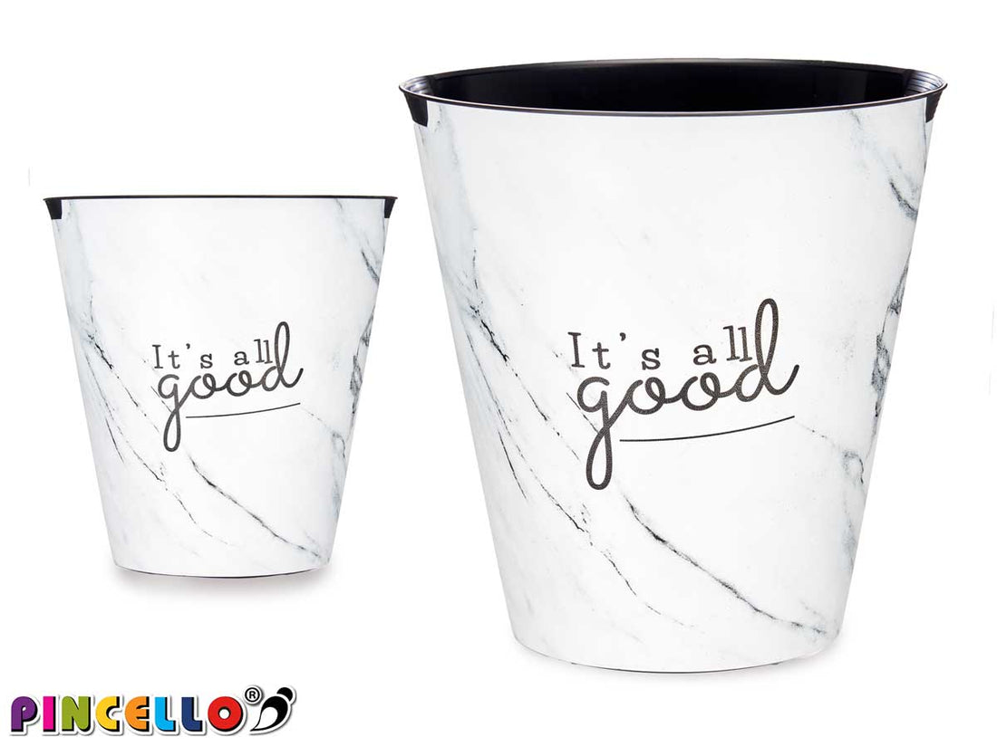 Round Plastic Marble Wastepaper Basket