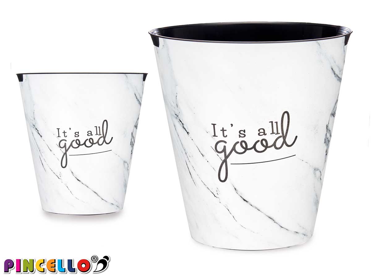 Round Plastic Marble Wastepaper Basket