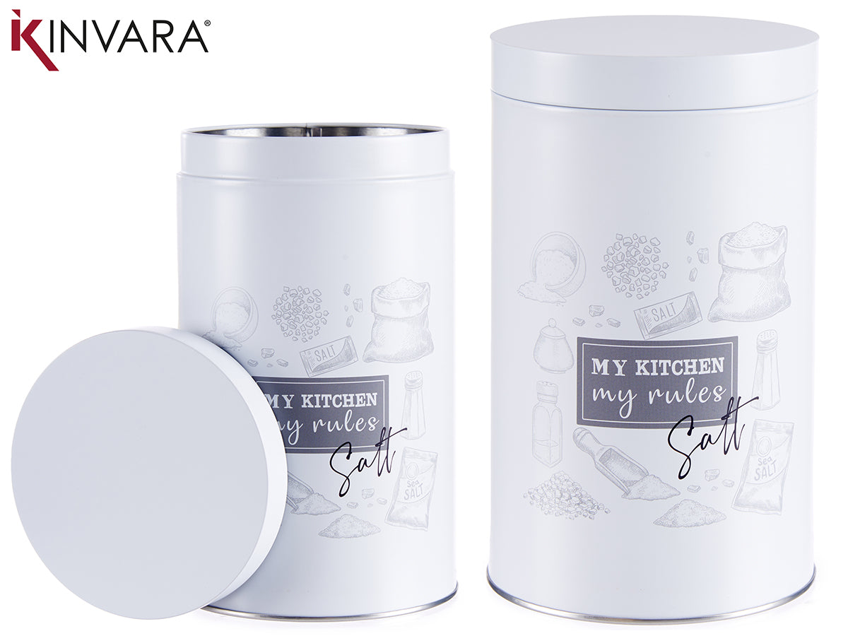 White Round Tin Salt  Can