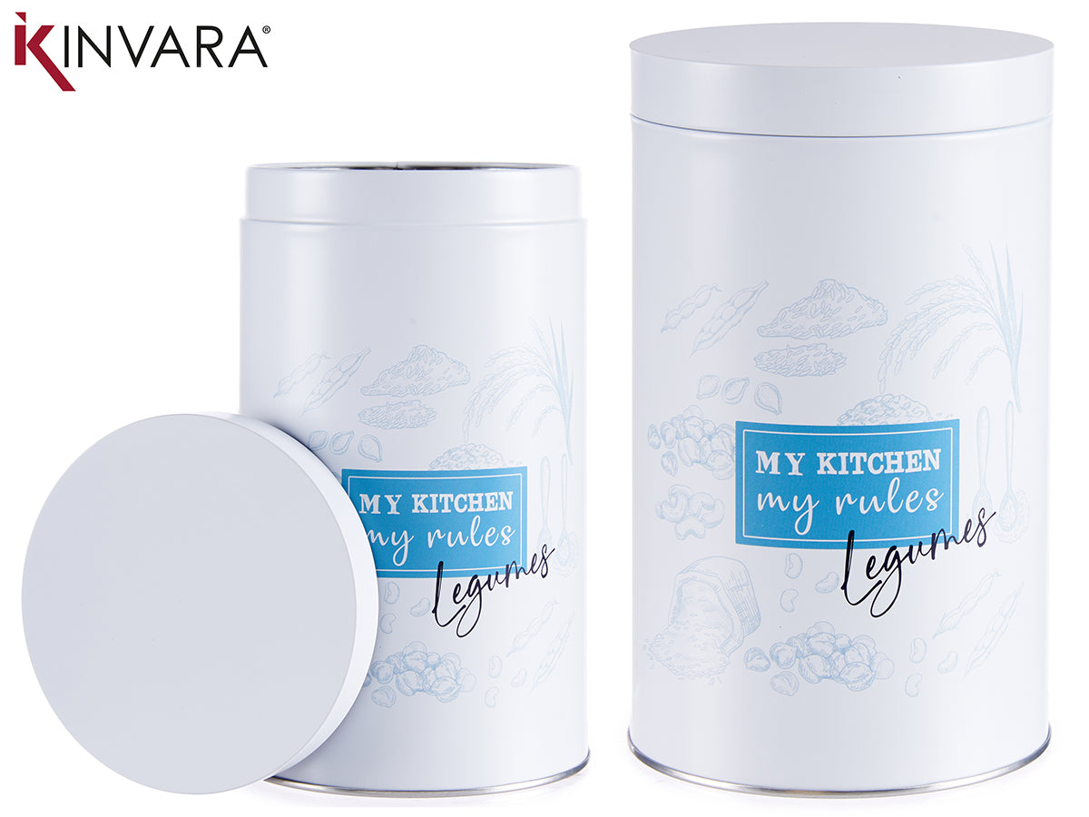 White Round Tin Legume Can